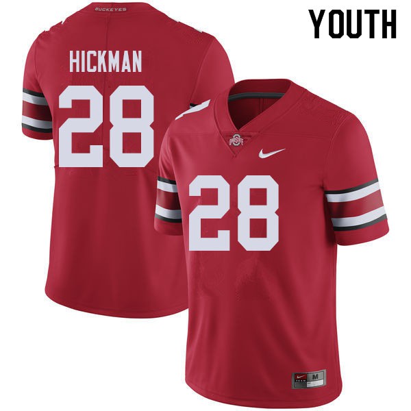 Ohio State Buckeyes #28 Ronnie Hickman Youth Player Jersey Red OSU94664